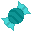 a teal piece of wrapped candy