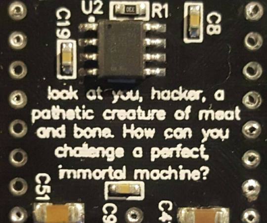 Look at you, hacker, a pathetic creature of meat and bone. How can you challenge a perfect, immortal machine?